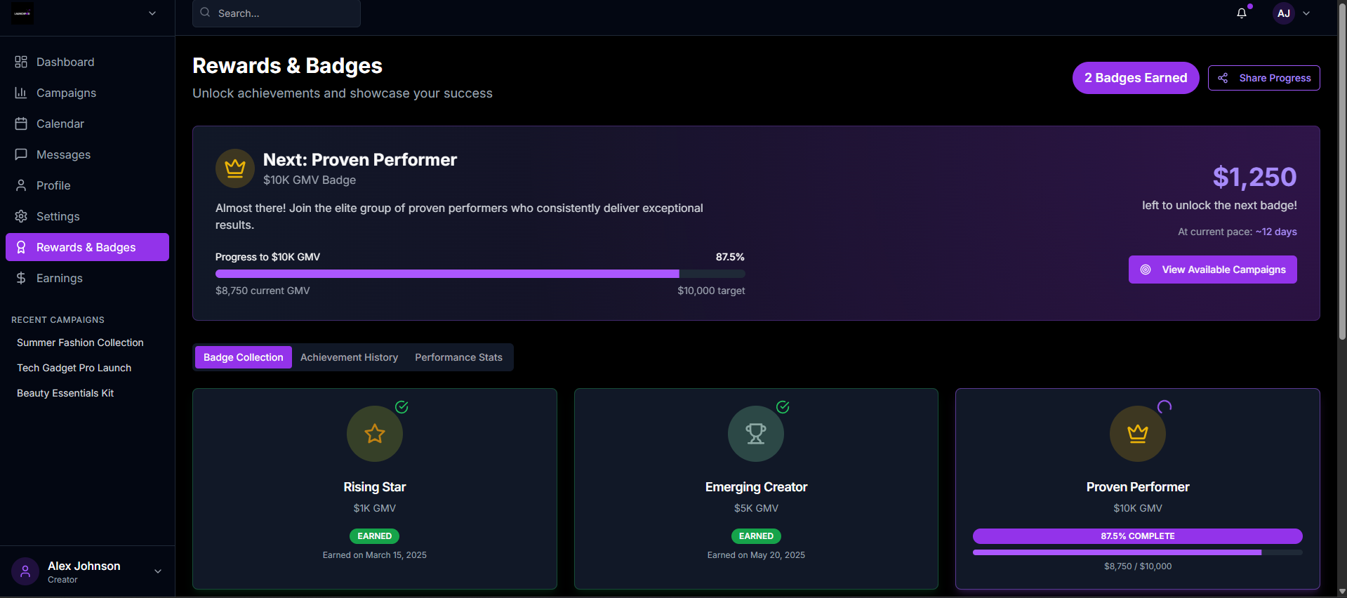 Creator Rewards System